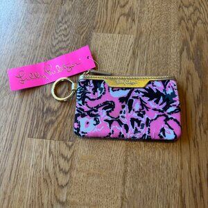 Lilly Pulitzer Key ID Card Case Hibiscus Pink NWT